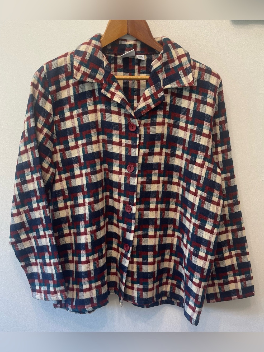 70s Haband Geometric plaid Shirt size large